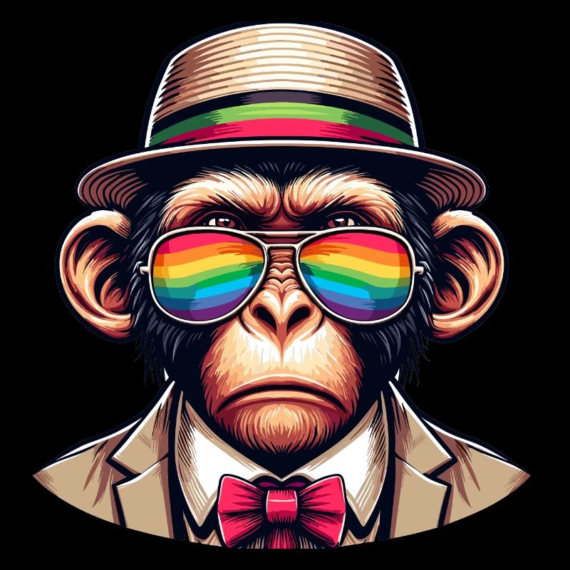 Affe mit Regenbogenhut