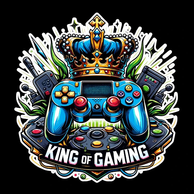 King of Gaming - Controller and Crown Illustration