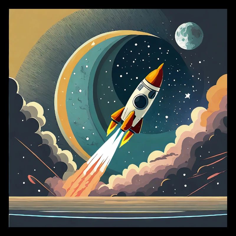 Emmenez-moi sur la lune Démarrage d’une fusée spatiale vintage