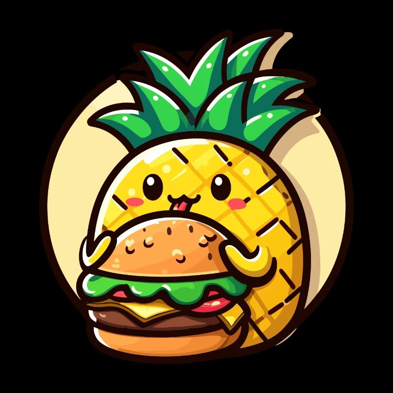 Ananas mange un burger