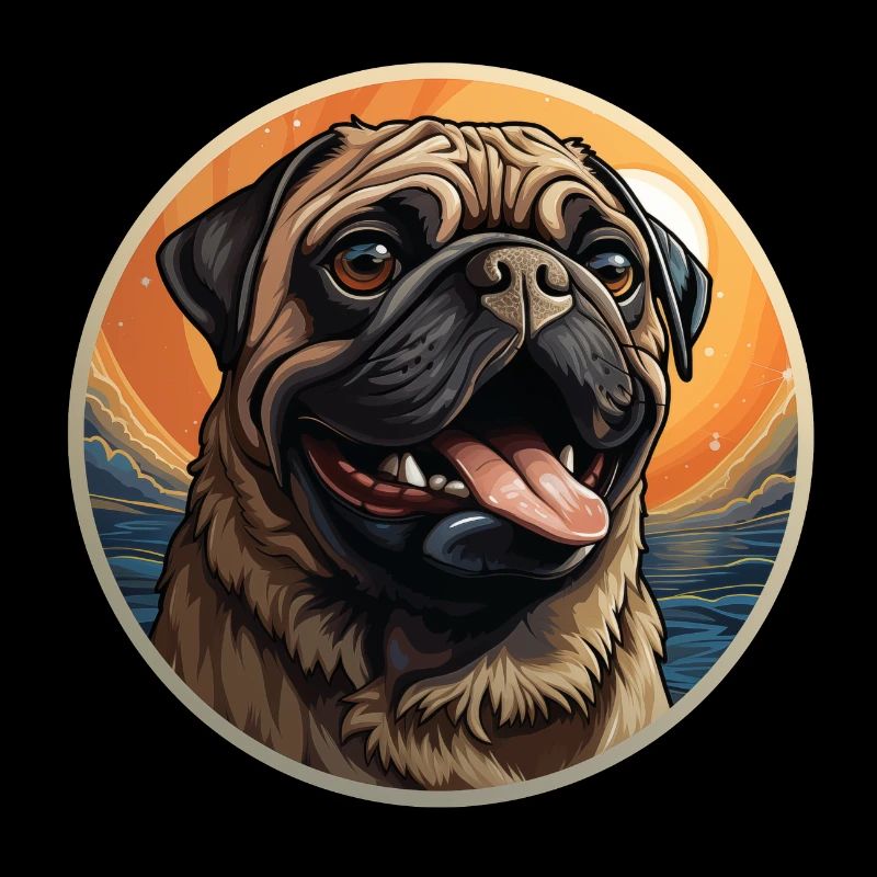 Faithful looking pug head
