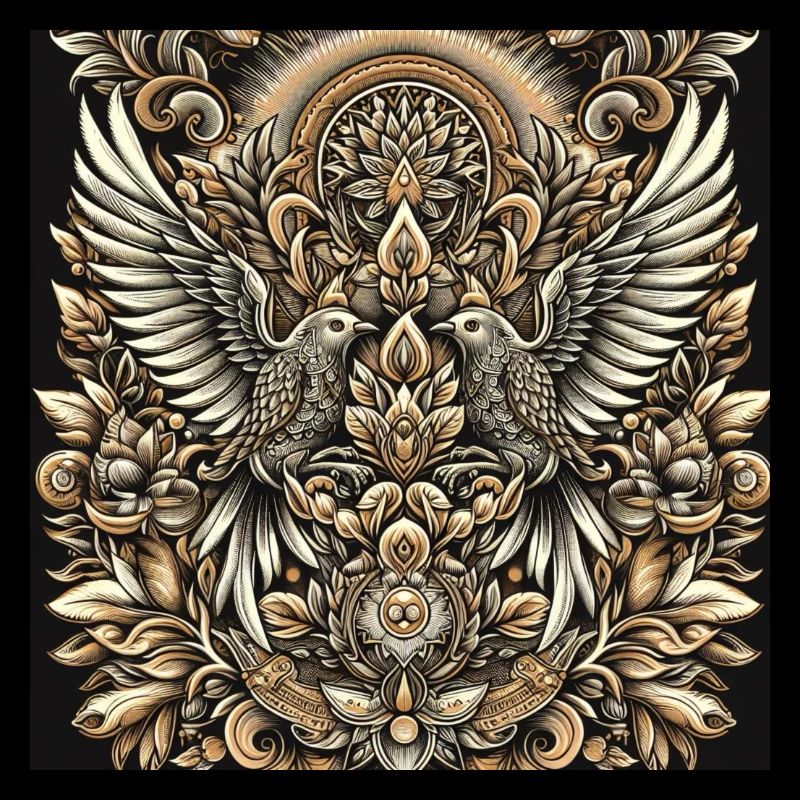 Vogel Mandala mit Blumen