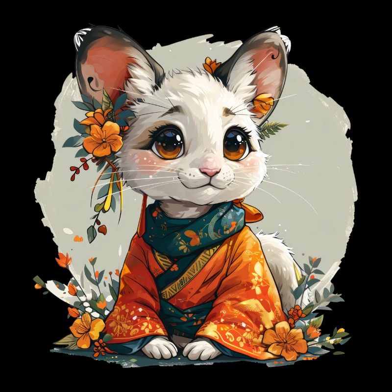 Chat mignon au look asiatique