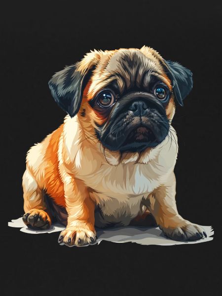 Pug puppy sitting