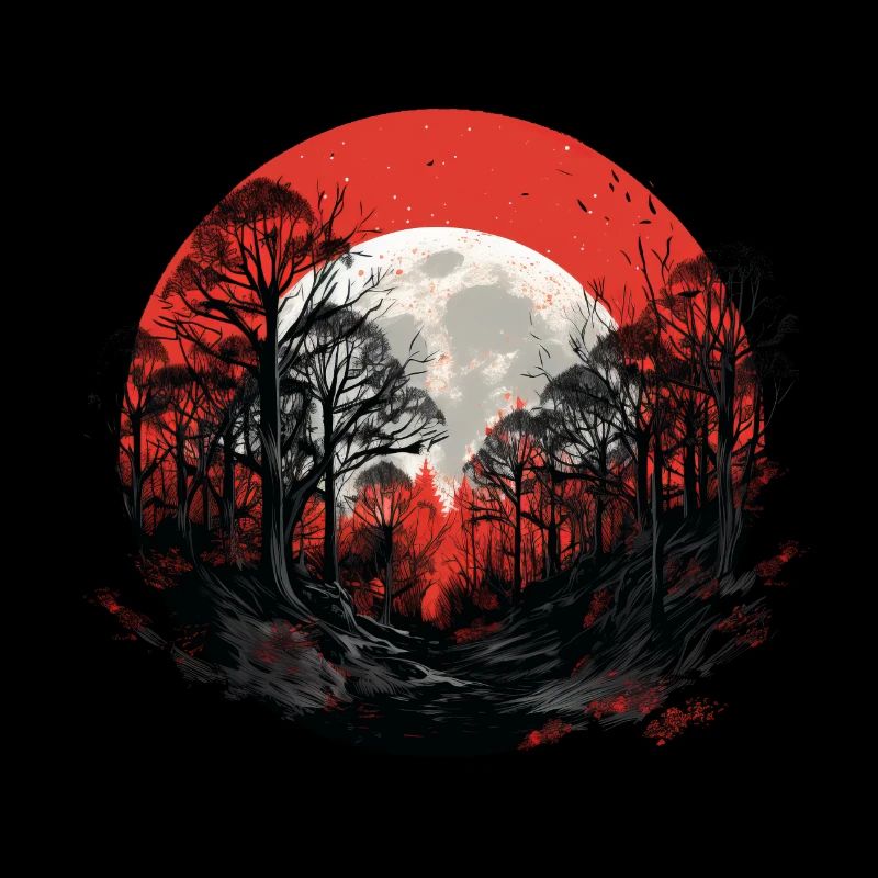 Nuit rouge dans la forêt