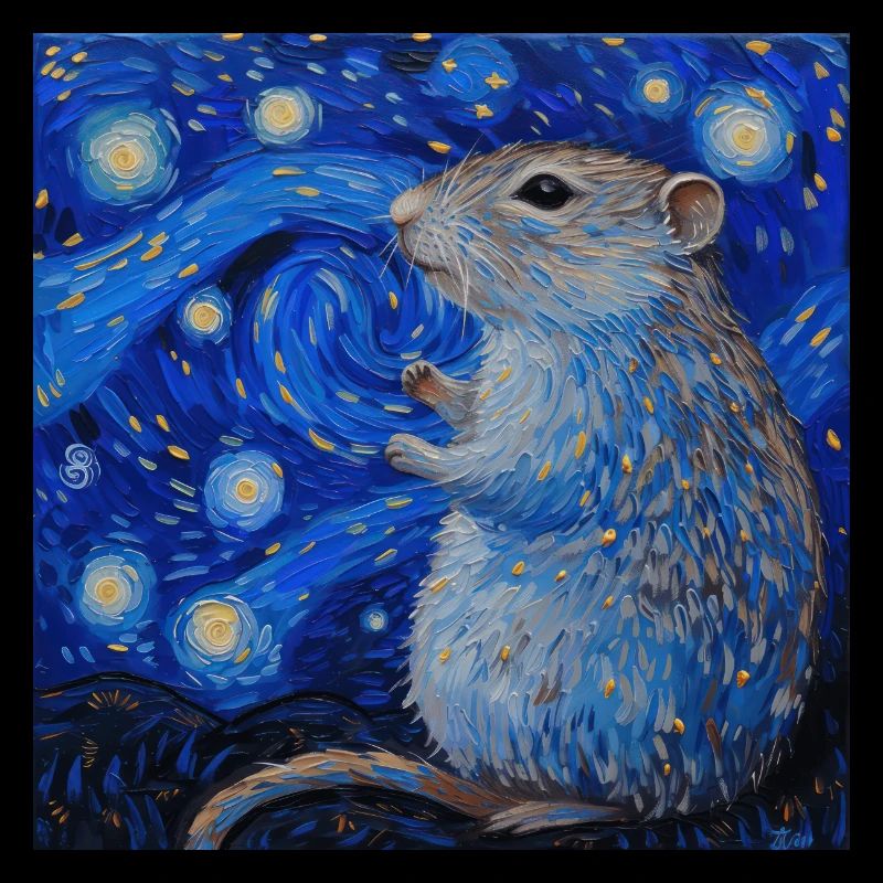 Agouti, Mouse, Rat, Van Gogh, Starry Night