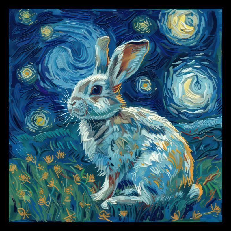 Hare, Rabbit, Animal, Van Gogh, Starry Night