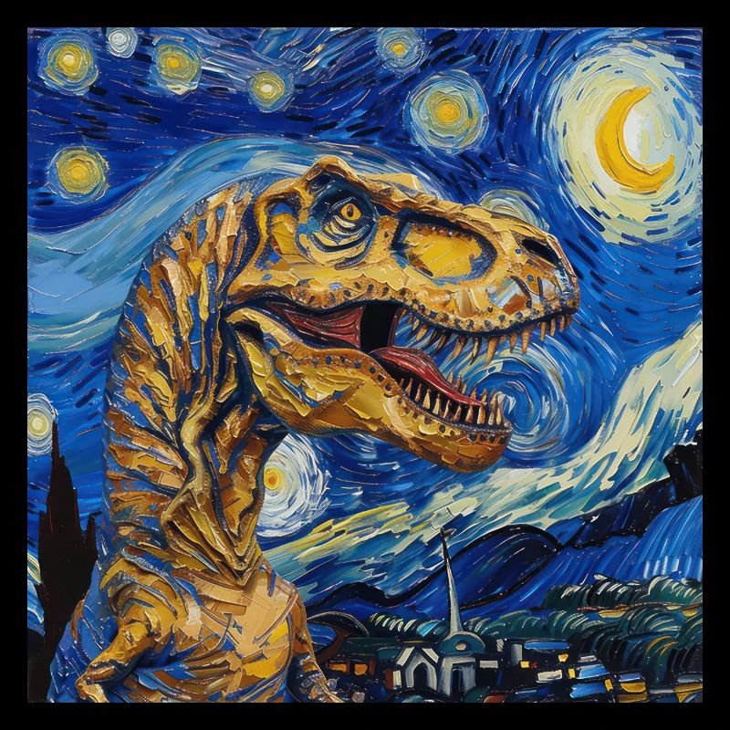 t-rex, dinosaurier, dino tier, van gogh
