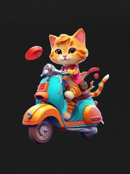 Cat Rides Scooter
