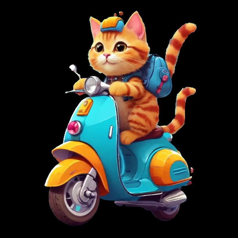 Cat Rides Scooter