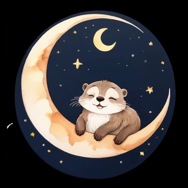 Otter sitting in the moon