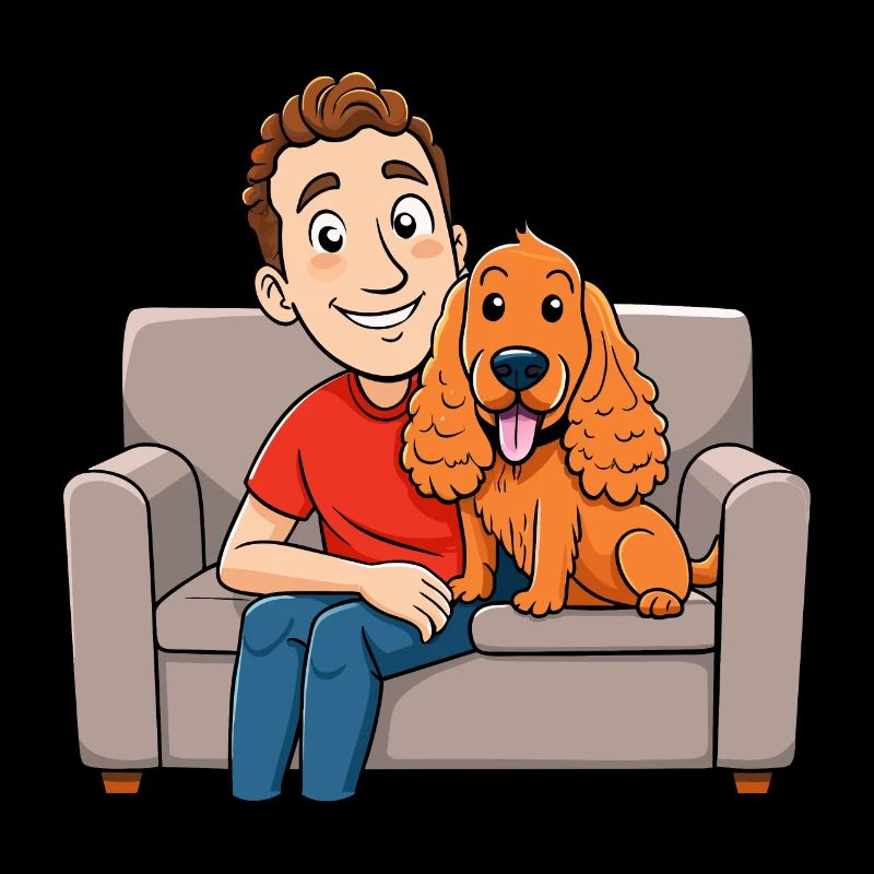 Liebevoller Cocker Spaniel kuschelt auf der Couch