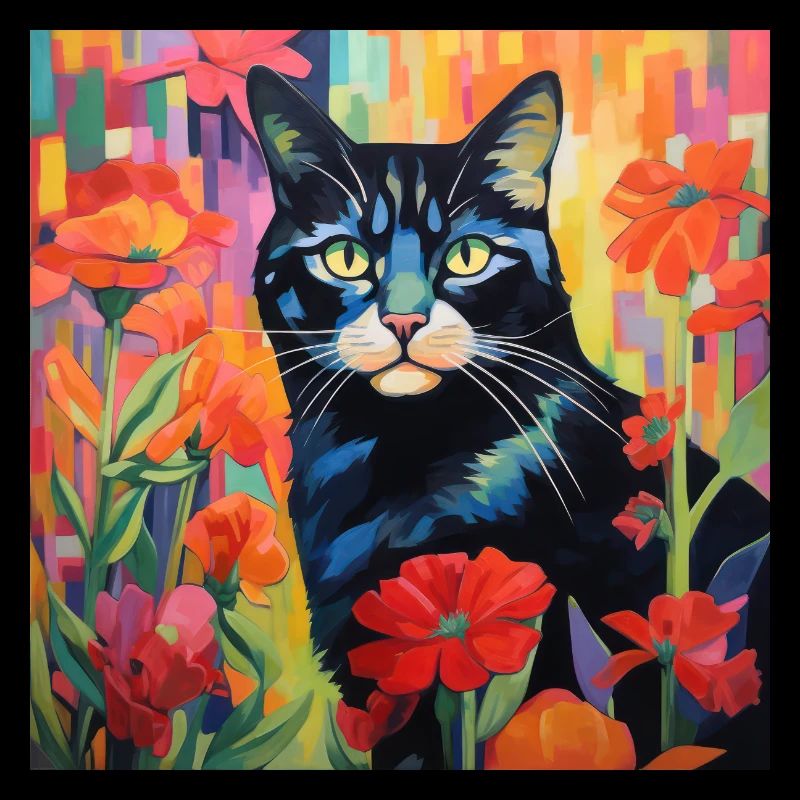 chat, motif de chat, fleurs, cadeau, idée cadeau