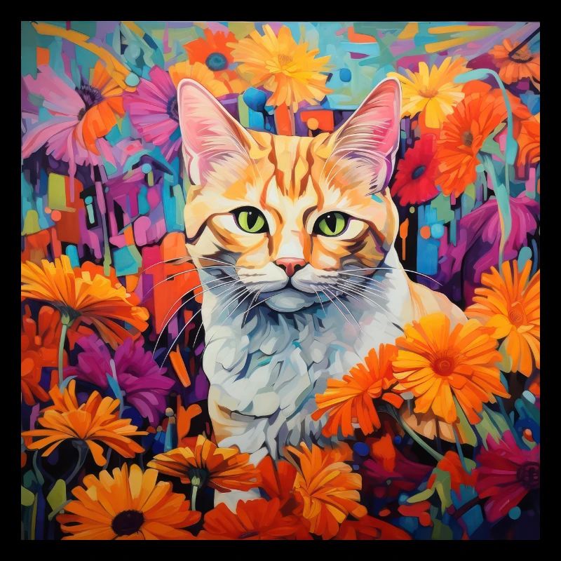 Katze, katzenmotiv, blumen, geschenk, geschenkidee