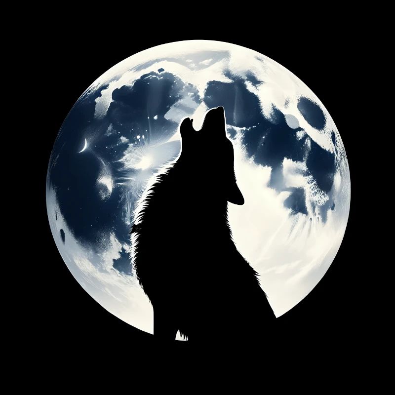 Wolf heult bei Vollmond
