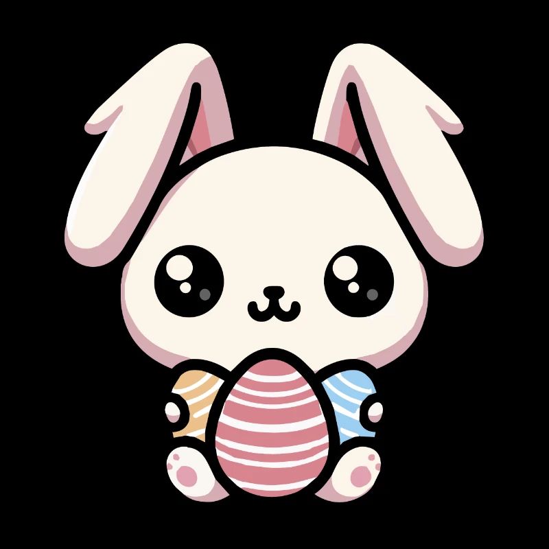 Cute Kawaii chibi Easter Bunny With Eggs