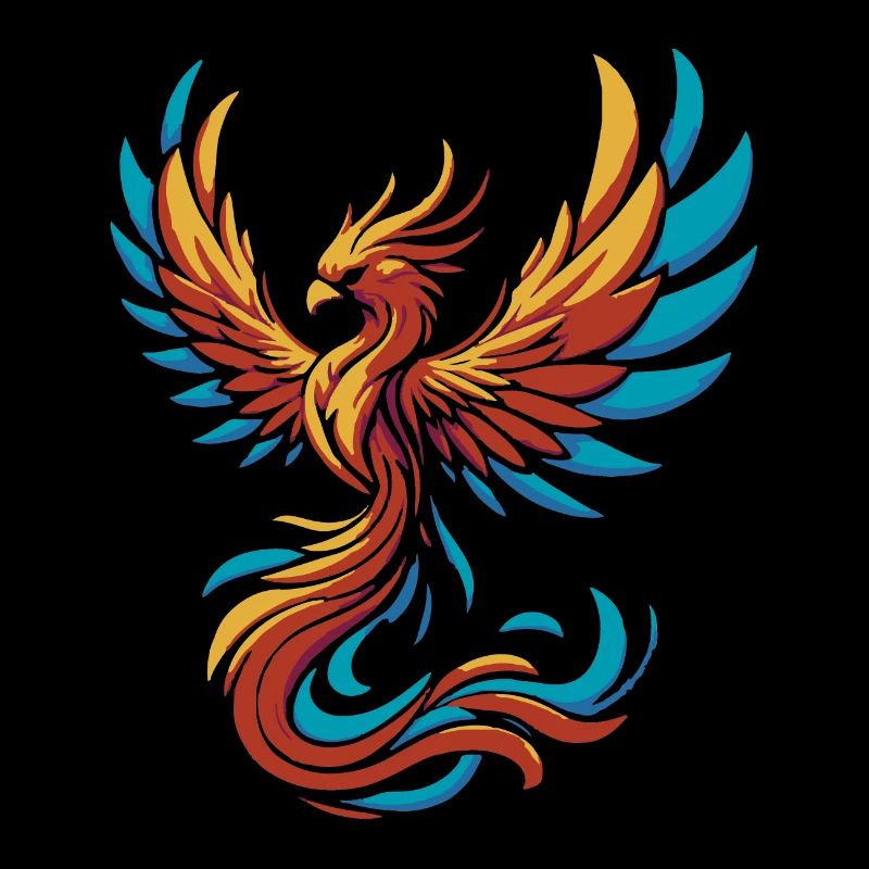 Colorful phoenix with wings gracefully flying - 2