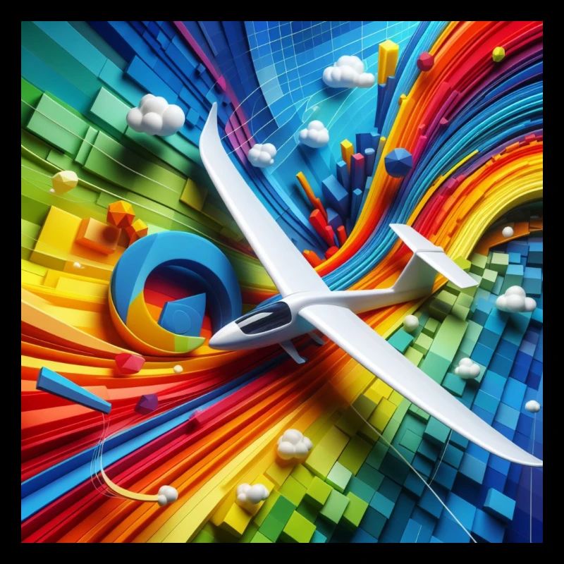 Model airplane on colorful background