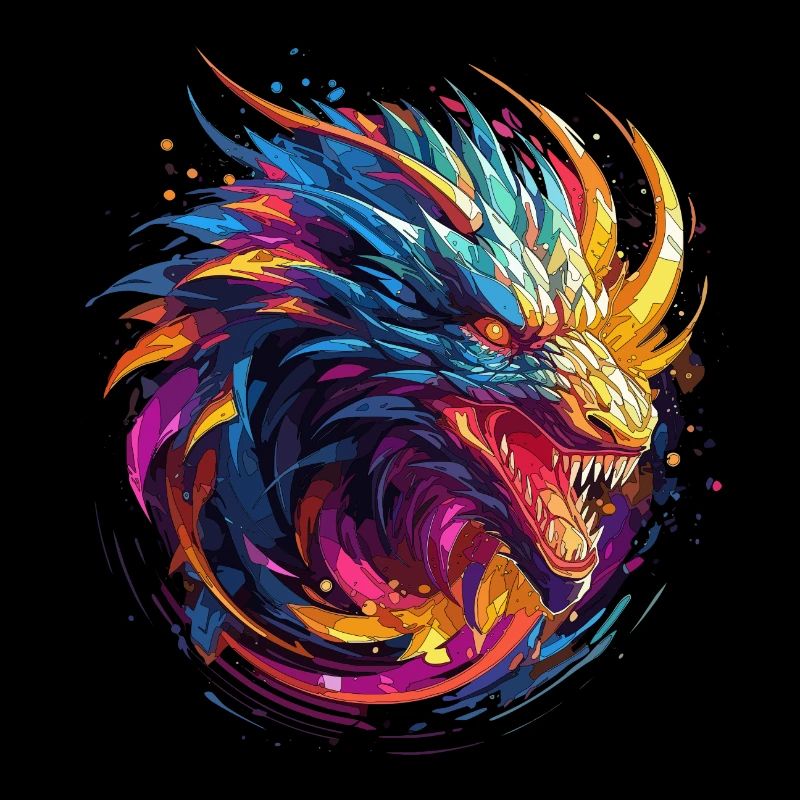 Abstrakter Drache - Geometrisches Drachendesign