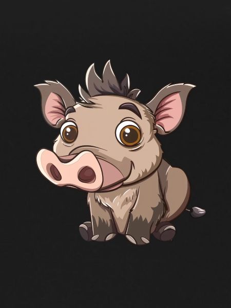 Cute Warthog Cartoon Look