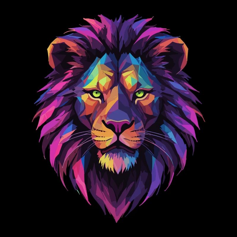 Lion Lion Head Geometric Geometry Colorful Gift