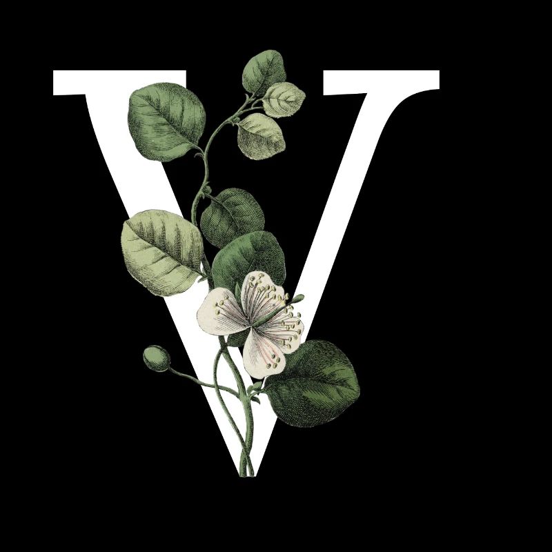 Grüner botanischer Buchstabe V