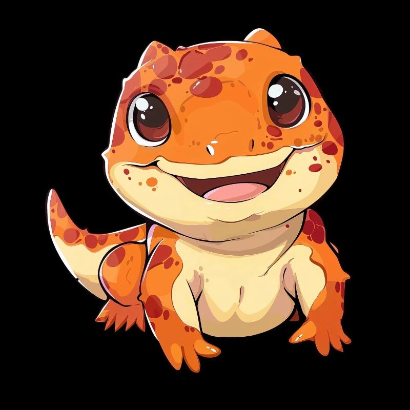 Cute smiling gecko with big eyes