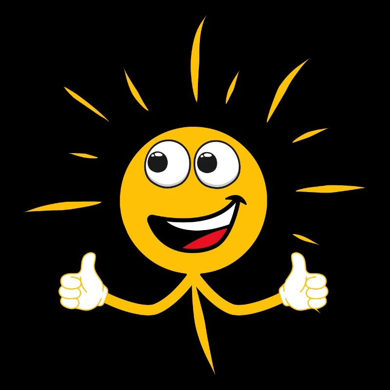 Sonne, die den Daumen hebt