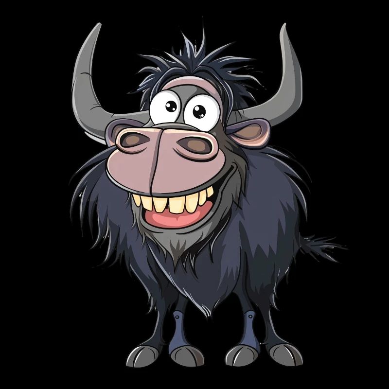 Yak joyeux avec de grandes cornes