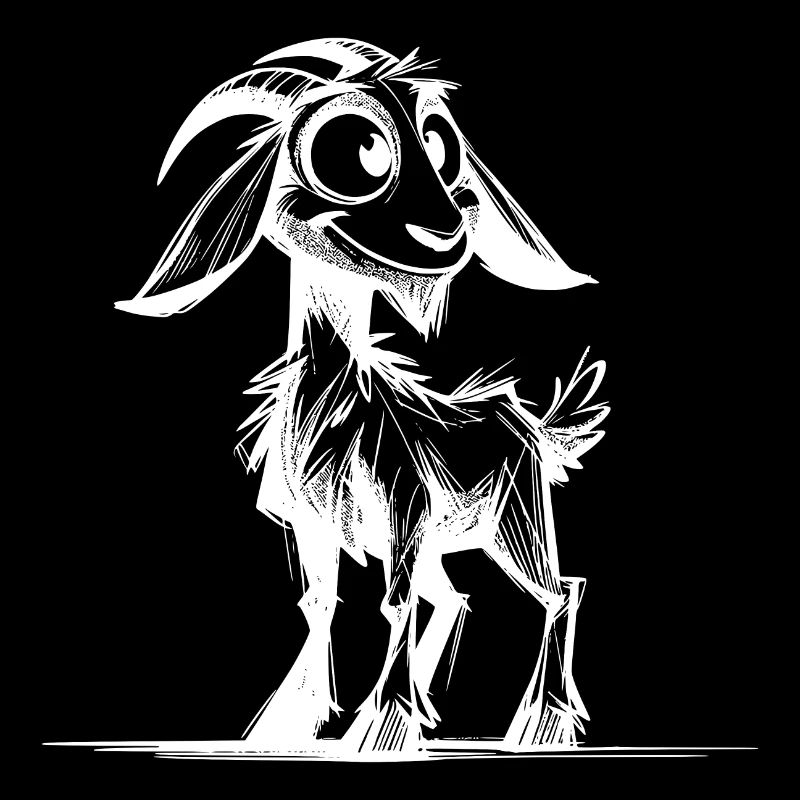 Grinning Goat Pencil Sketch Drawing