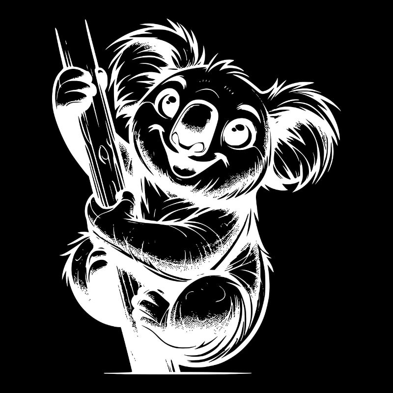 Funny Kids Pencil Koala Stroke Drawing