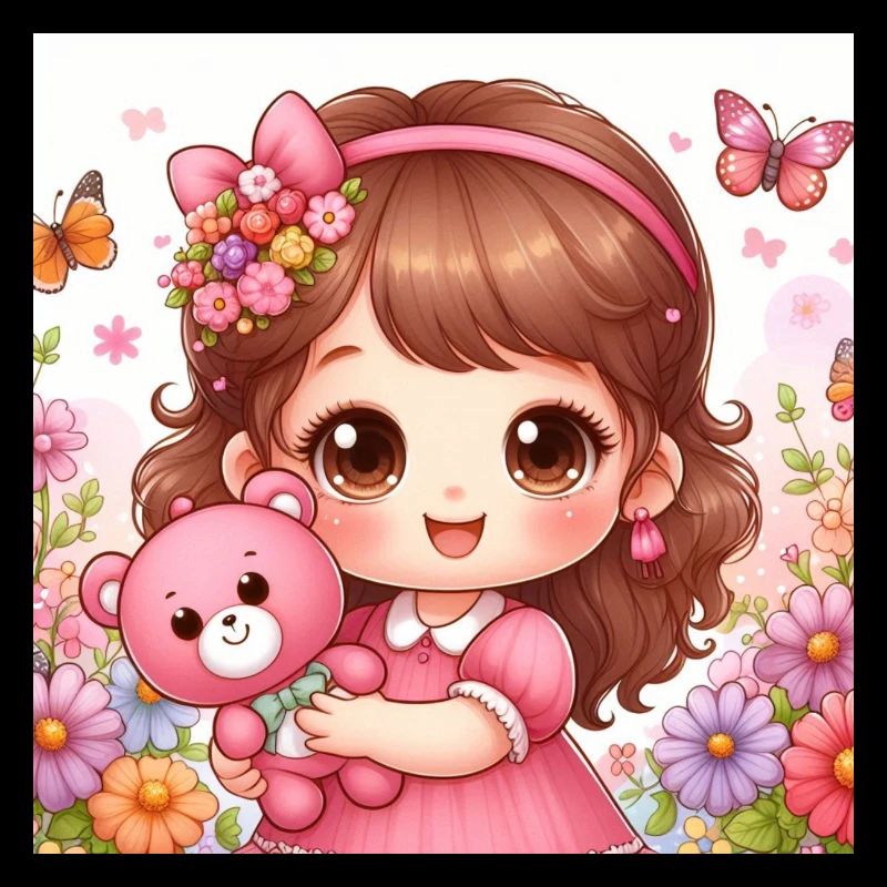 Kleines Mädchen mit ihrem Kuscheltier Teddybär