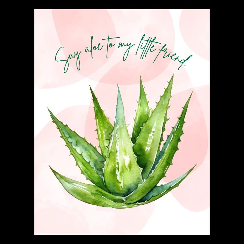 Aloe Plant with Playful Text Design