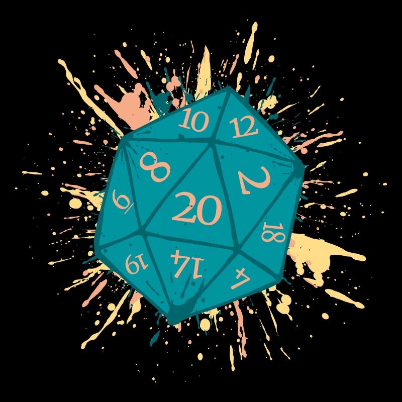 W20 Cube Splash Turquoise Jaune Orange D20 Stylo