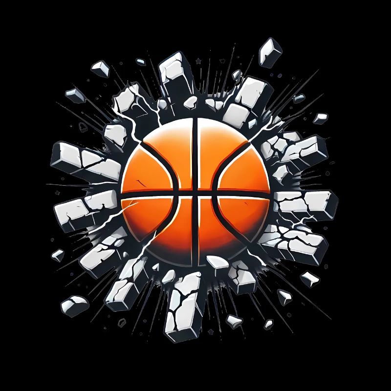 Le basket-ball s’écrase à travers la conception des murs