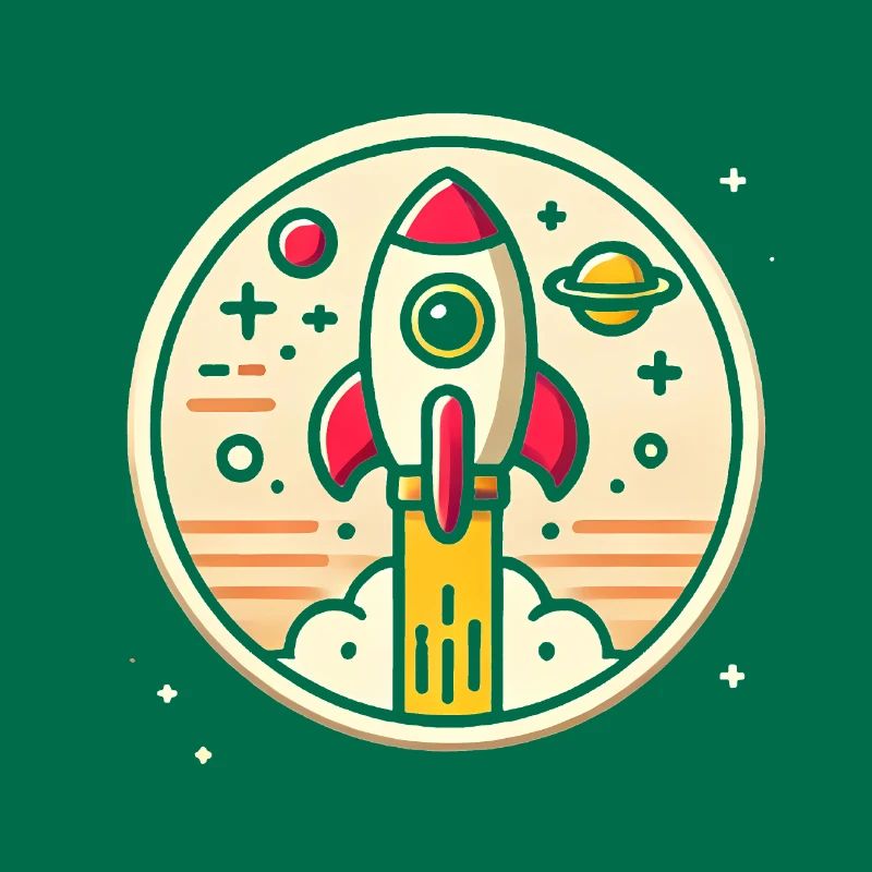 Fusée rétro perdue dans l’espace Graphique