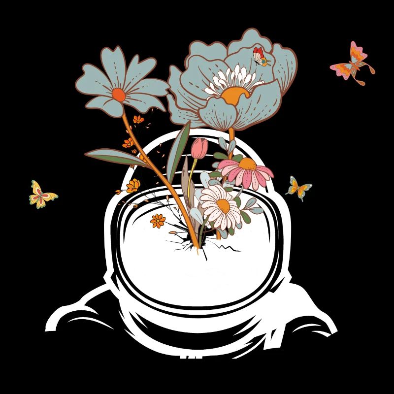 Astronaut mit Retro-Blumen - Geschenkidee