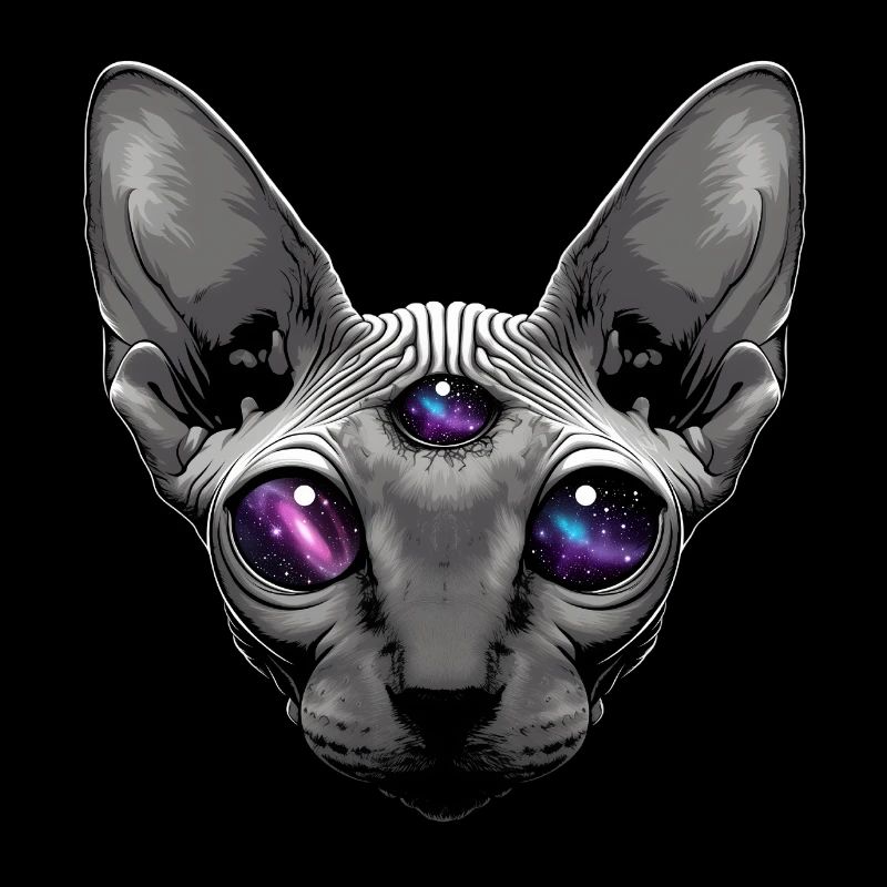 a sphinx cat with big deep black eyes