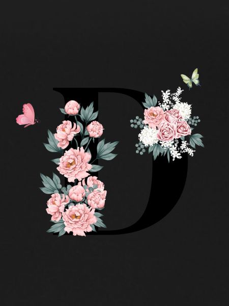 Letter d pink flowers