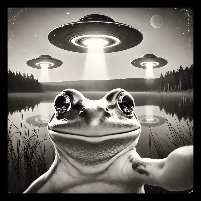 Funny Frog UFO Selfie Alien