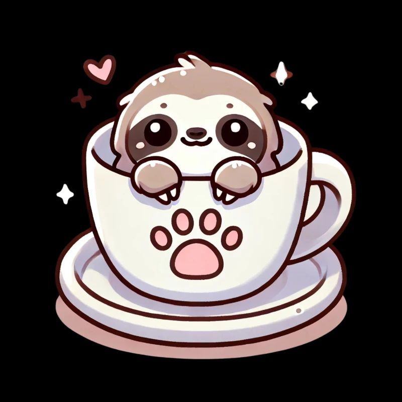 Tired sloth with coffee