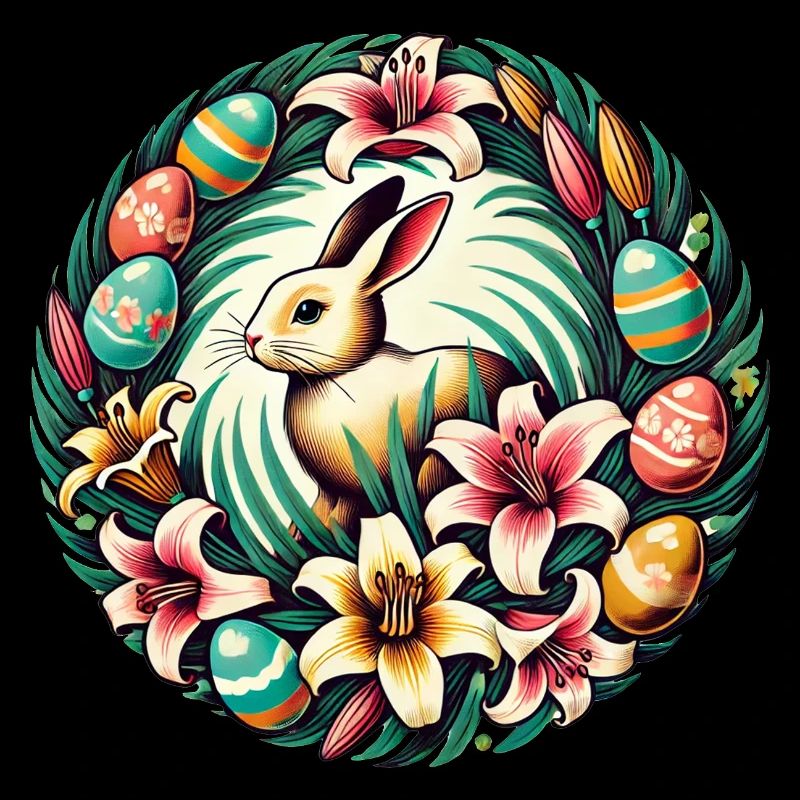 Retro Easter Bunny Rabbit Eggs