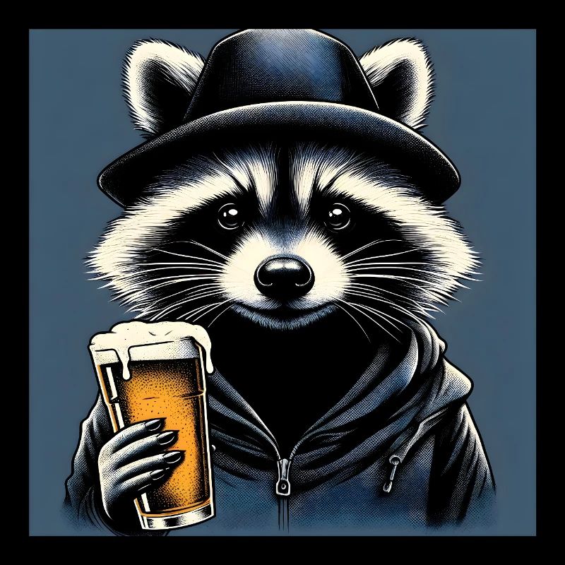 Waschbär mit Bier
