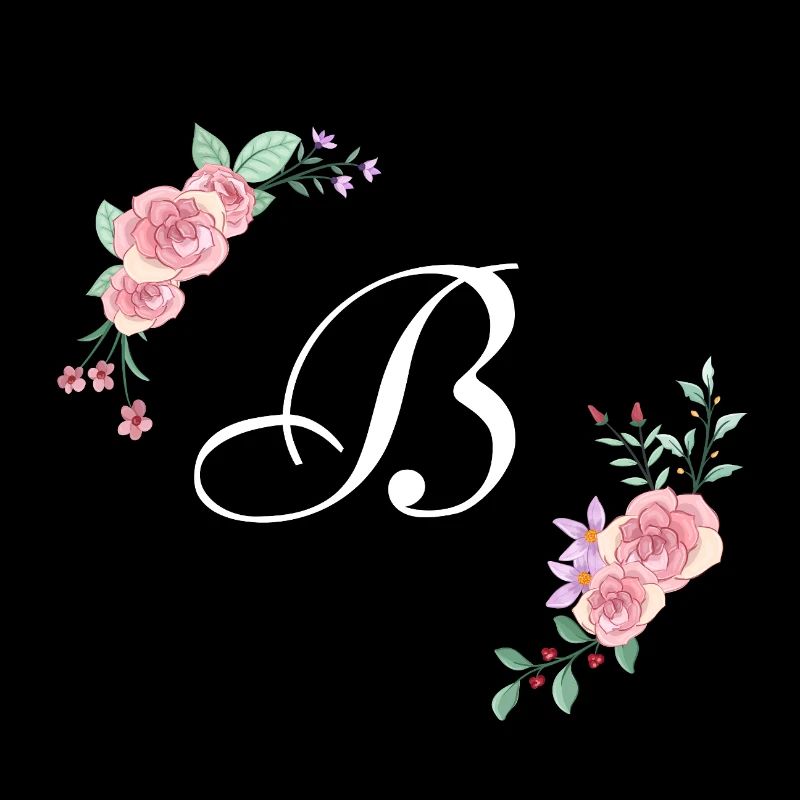 Lettre b florale rose