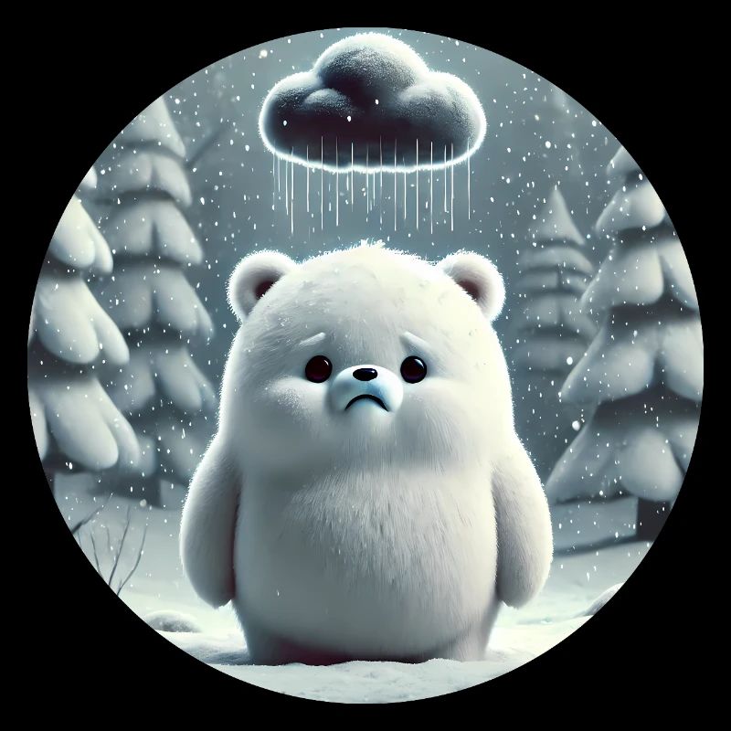 Eisbär im eisigen Regen