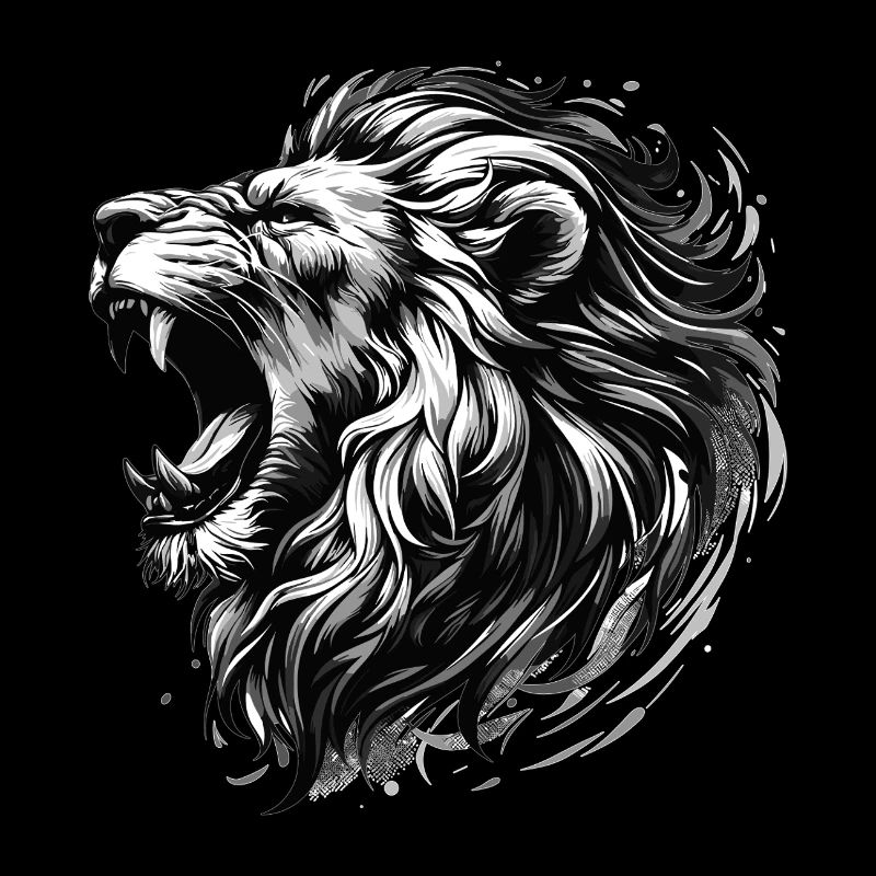 Lion Roars Strength Black and White Lion Head Gift