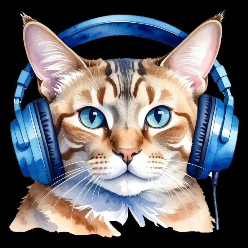Lustige Katze mit Kopfhörern