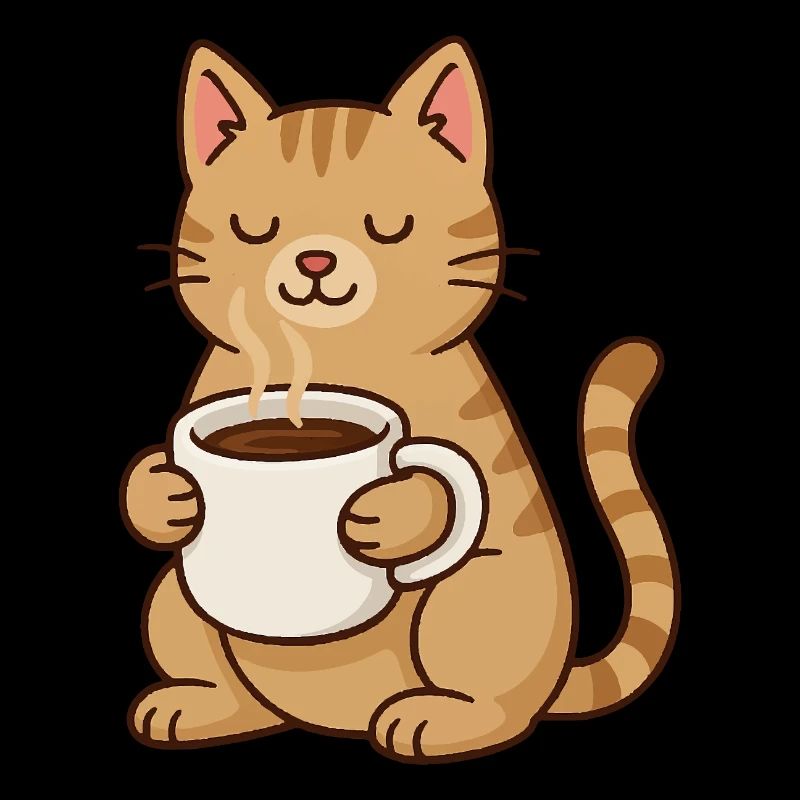 Coffee Cat – Chat mignon avec une tasse à café pour demain