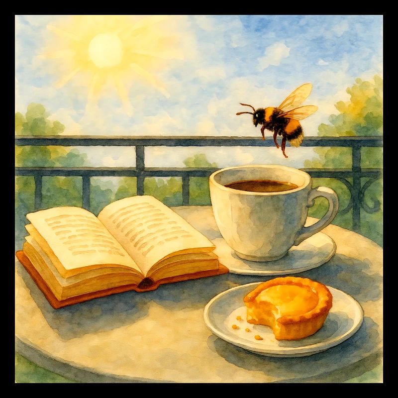 Reading and having coffee on the balcony