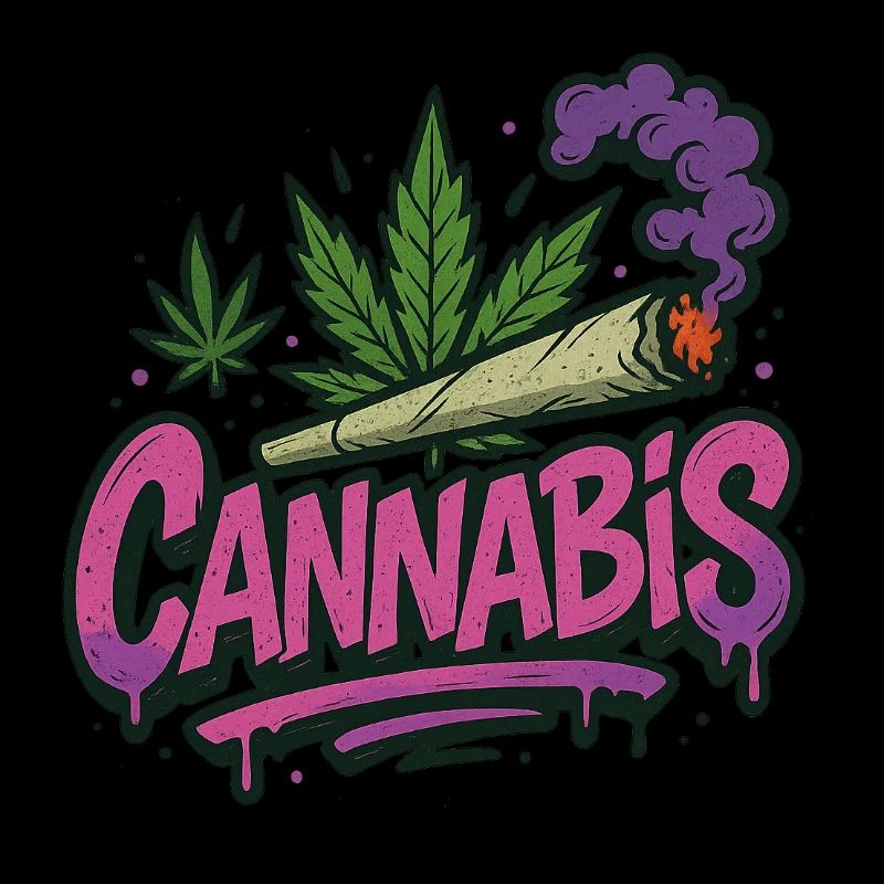 Auffälliges Graffiti-Motiv mit grünem 'CANNABIS'-S